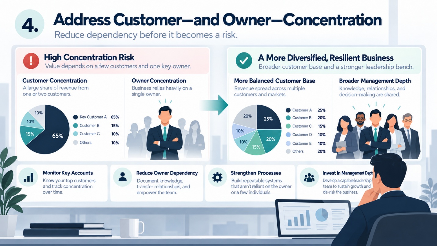 Concentrated business risk compared with a diversified, transferable business