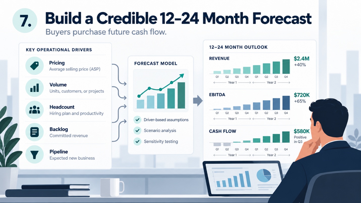 Operational drivers flowing into a 12–24 month revenue, EBITDA, and cash flow outlook